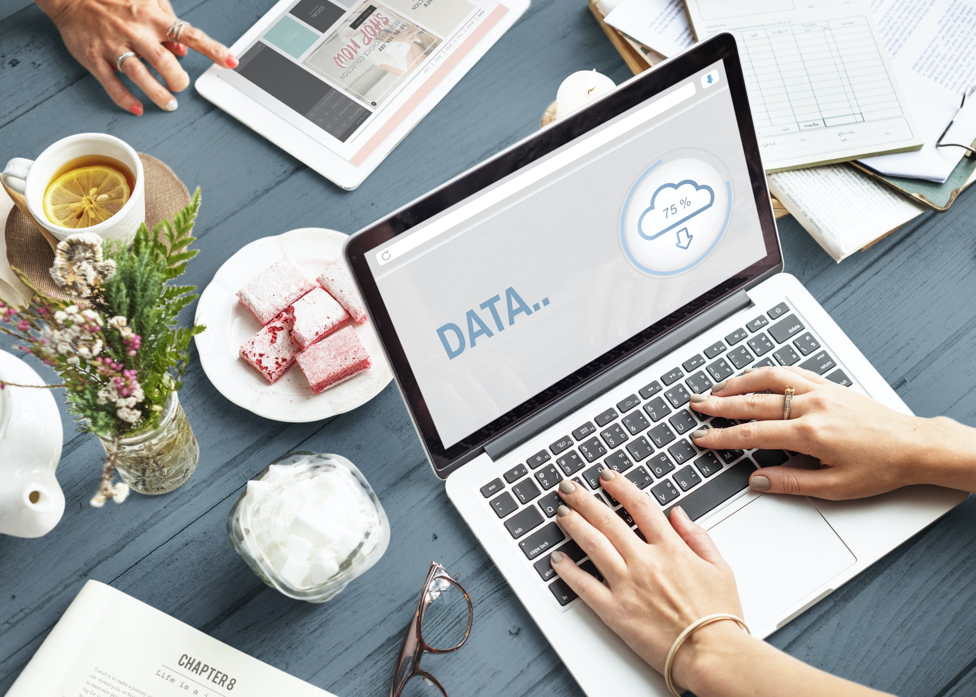 Data, the cloud, storage, information concept
